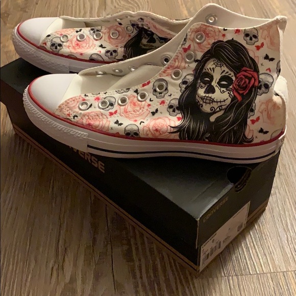 Converse Shoes - New Custom Painted Converse Day of the dead